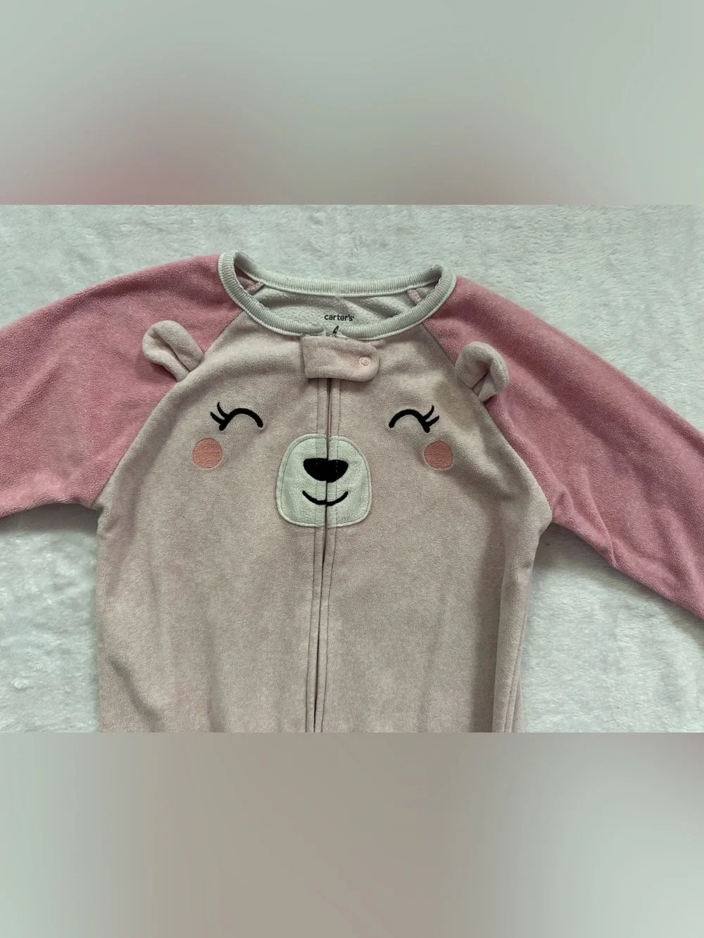 Carter’s Bear Fleece Footed Pajamas Pink Toddler Girls Size 4T